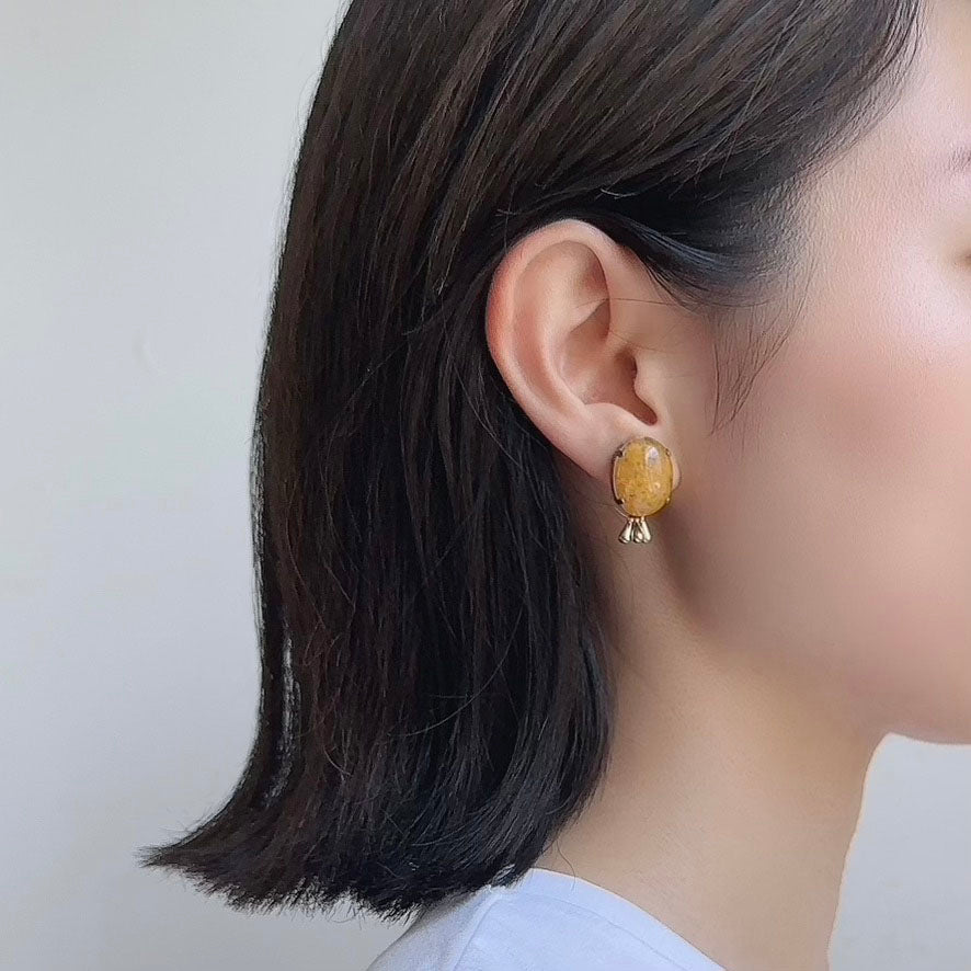 Italian Stone Triple-charm Earring