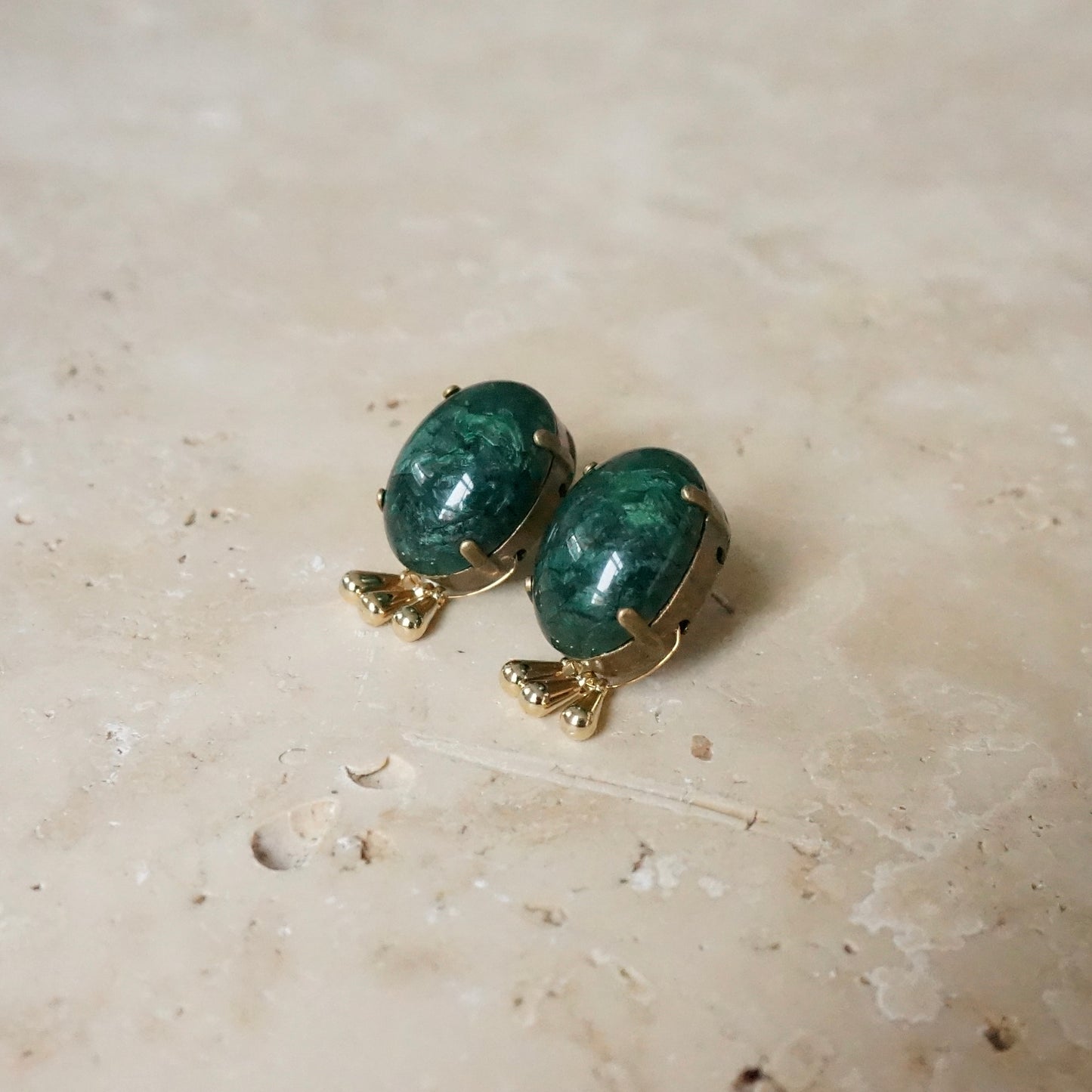Italian Stone Triple-charm Earring