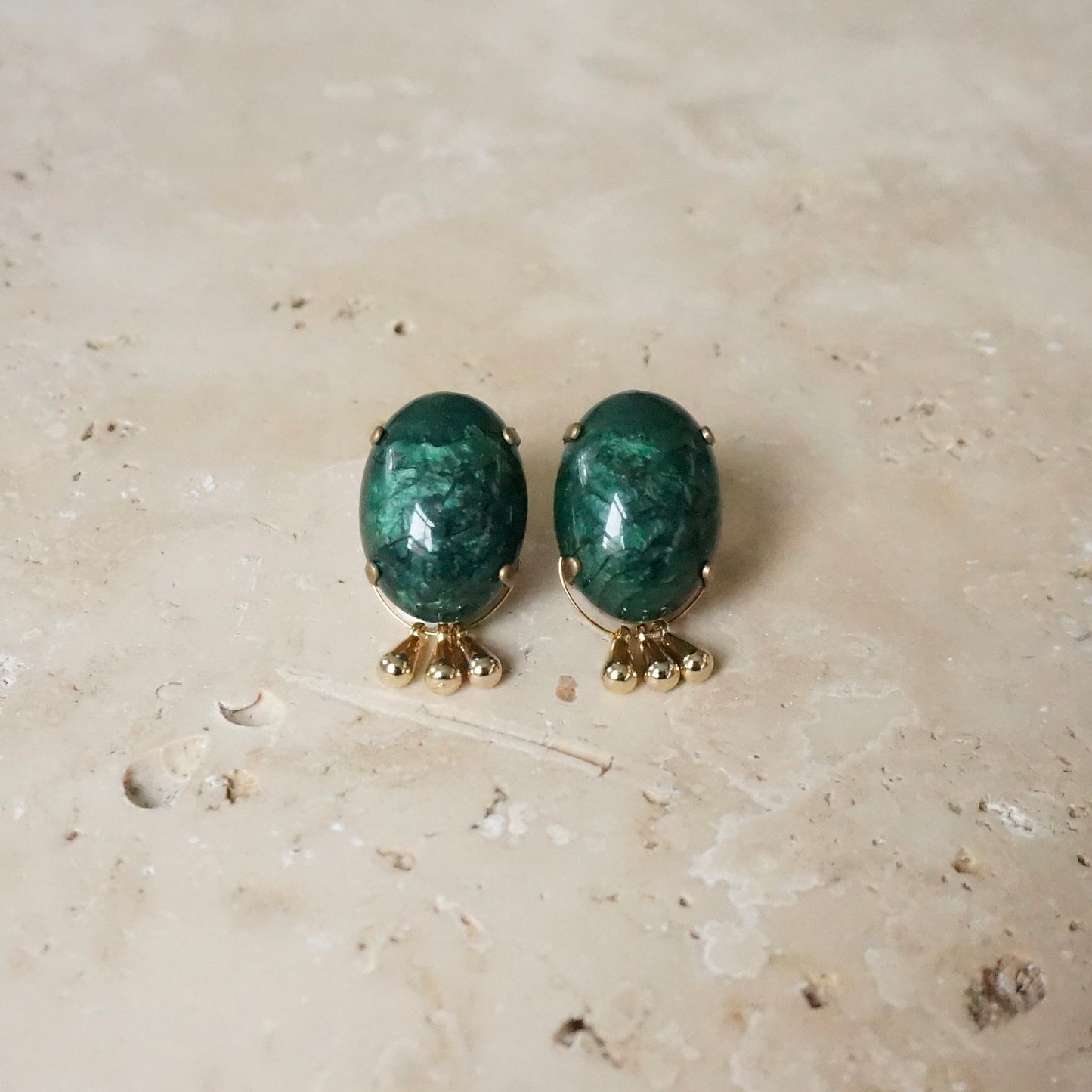 Italian Stone Triple-charm Earring