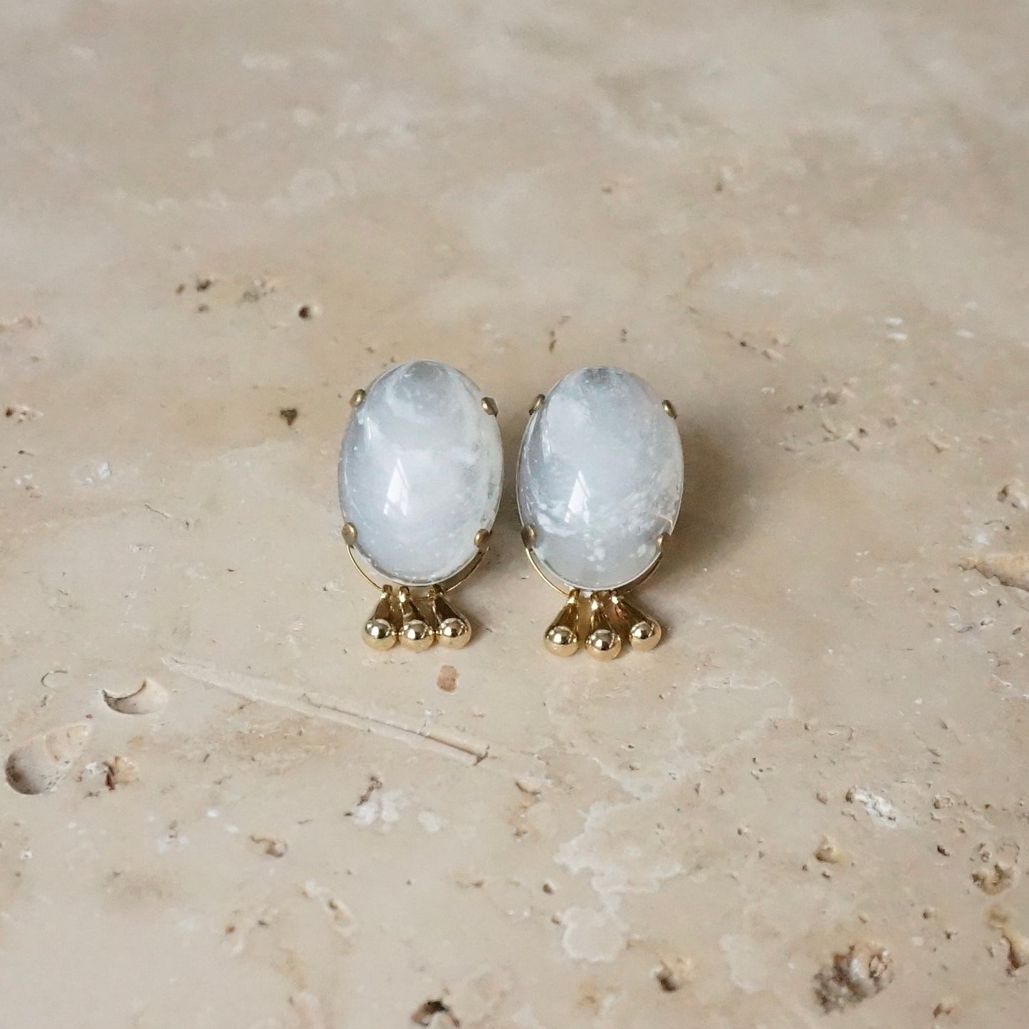 Italian Stone Triple-charm Earring