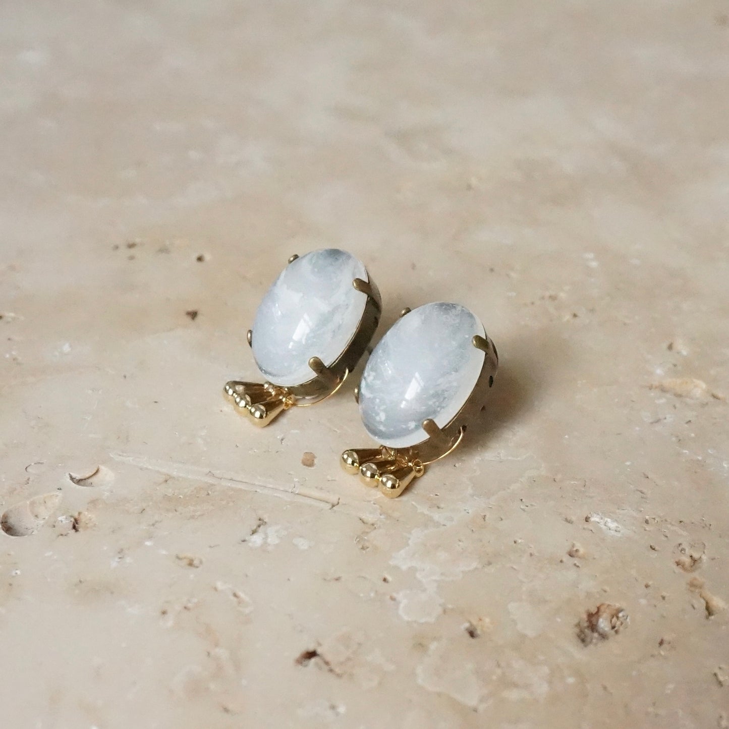Italian Stone Triple-charm Earring