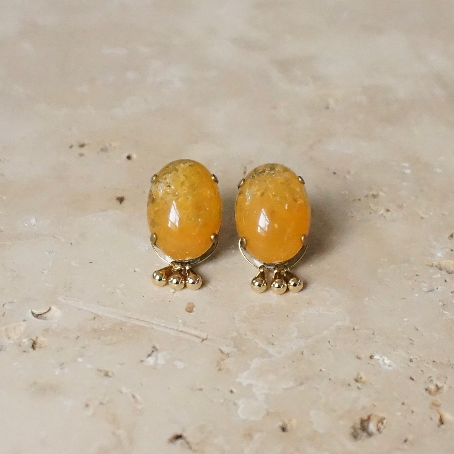 Italian Stone Triple-charm Earring