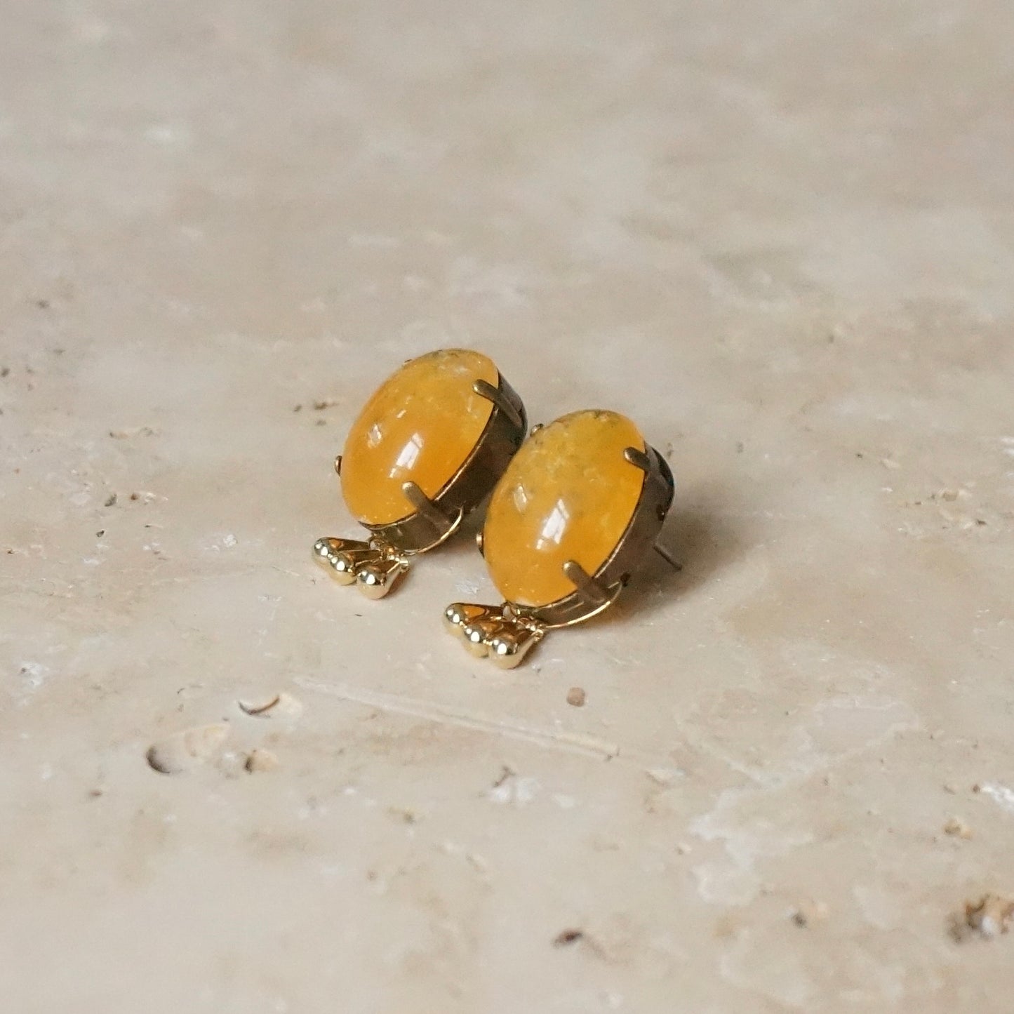 Italian Stone Triple-charm Earring