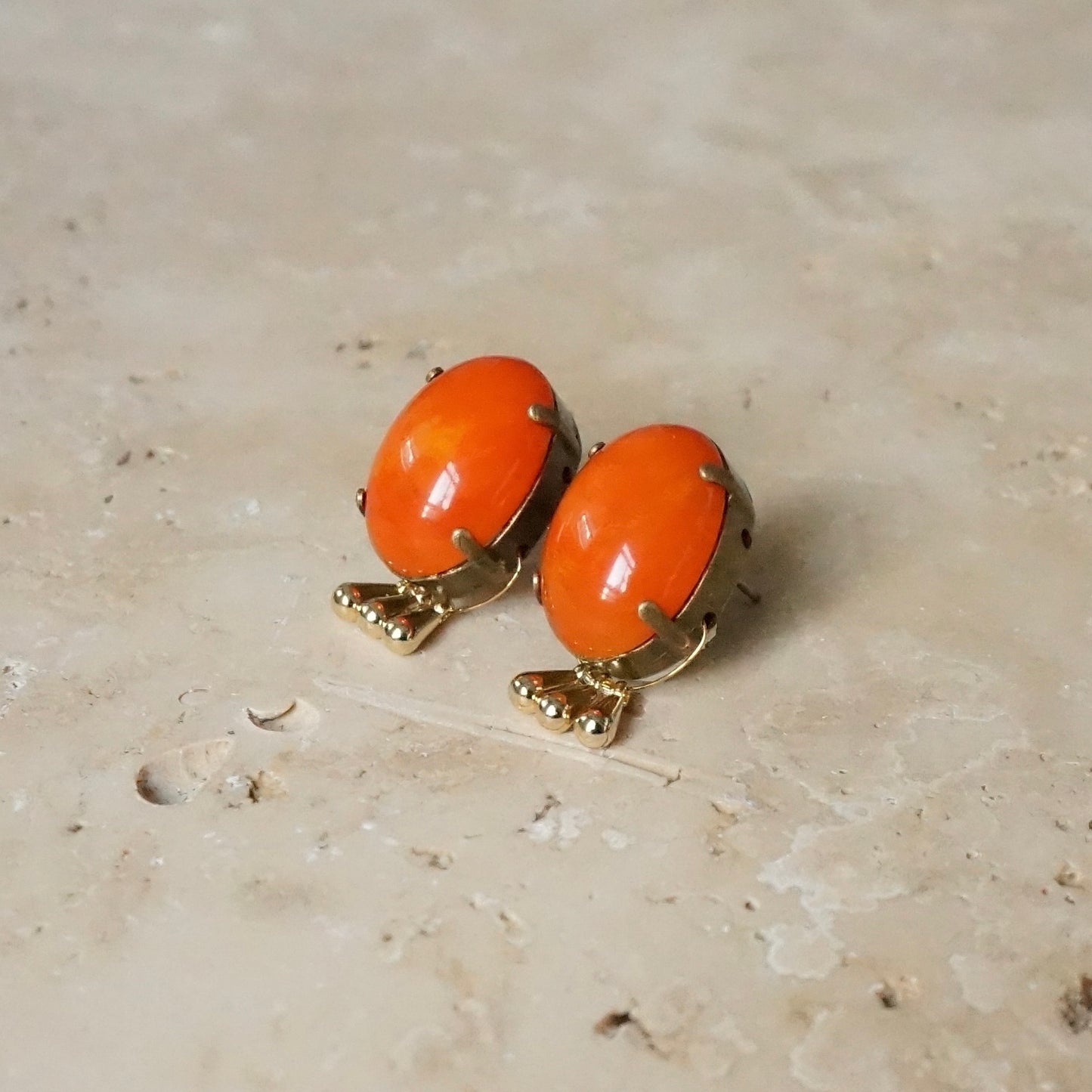 Italian Stone Triple-charm Earring