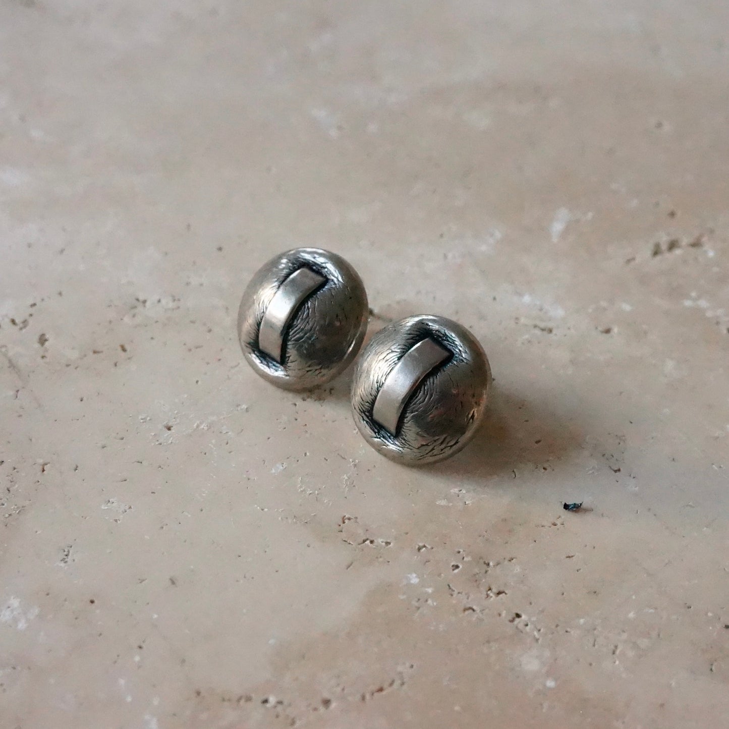 Round French Vintage Button Earring