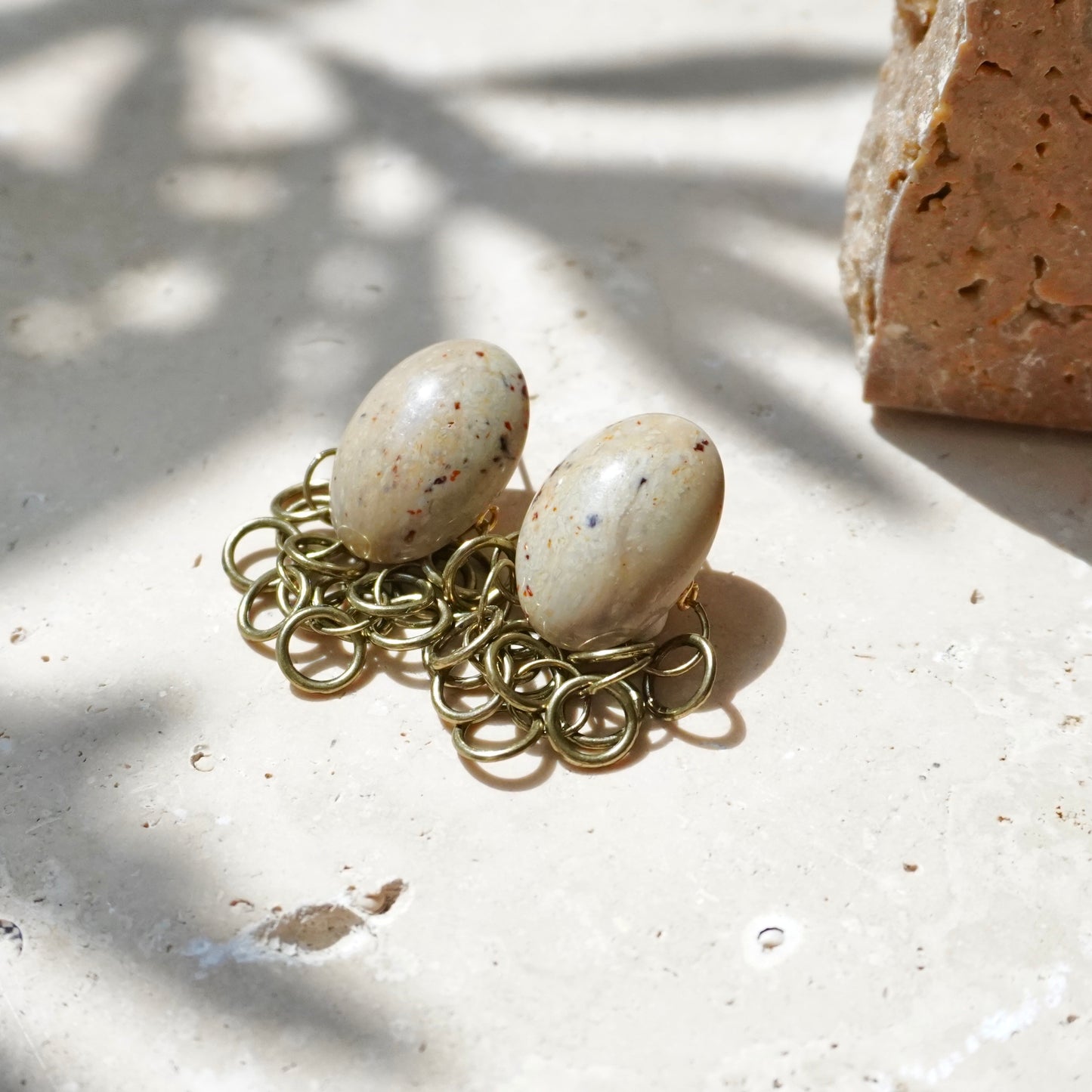 Bubble Chain Earring【Beige】