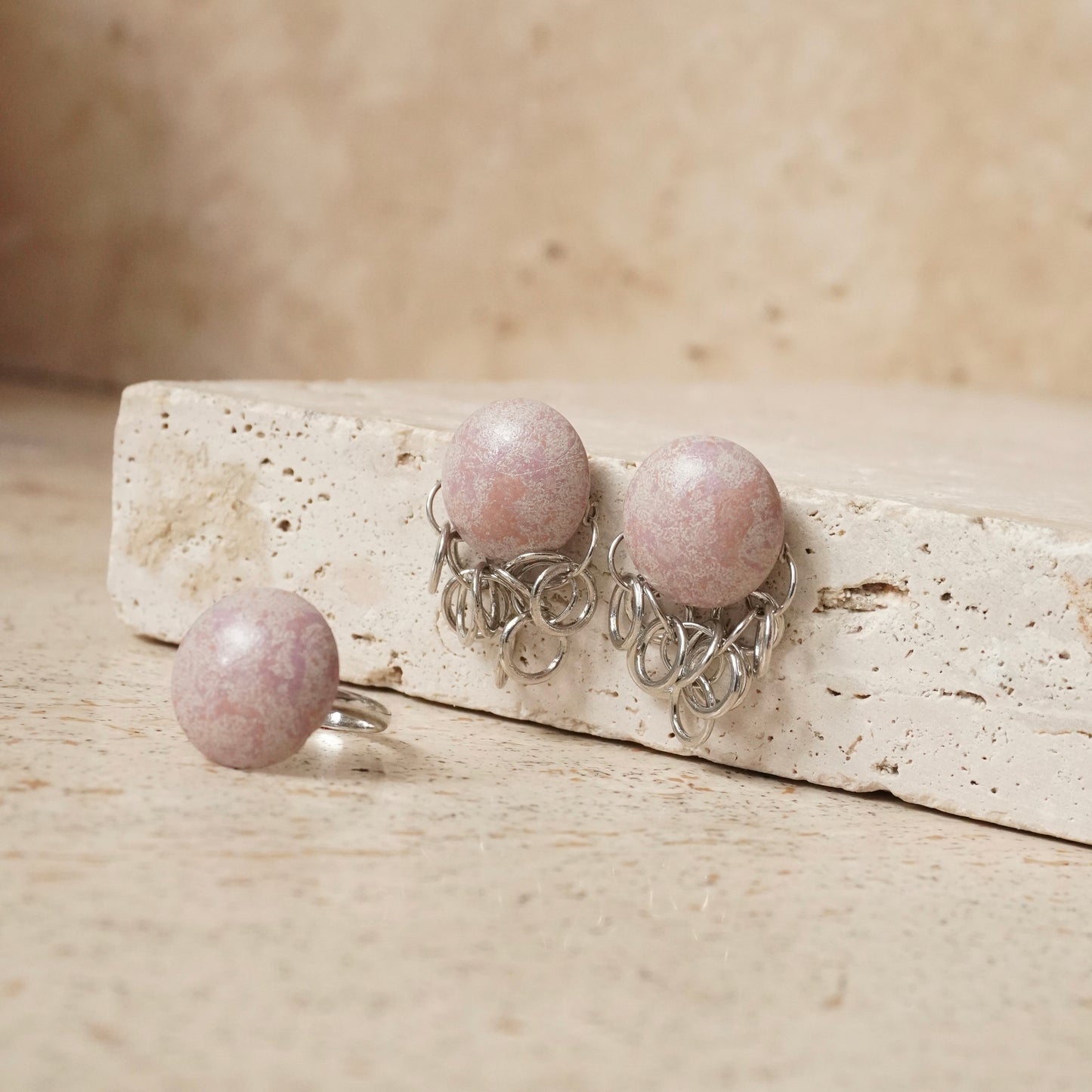 Bubble Chain Earring【Light Mauve】