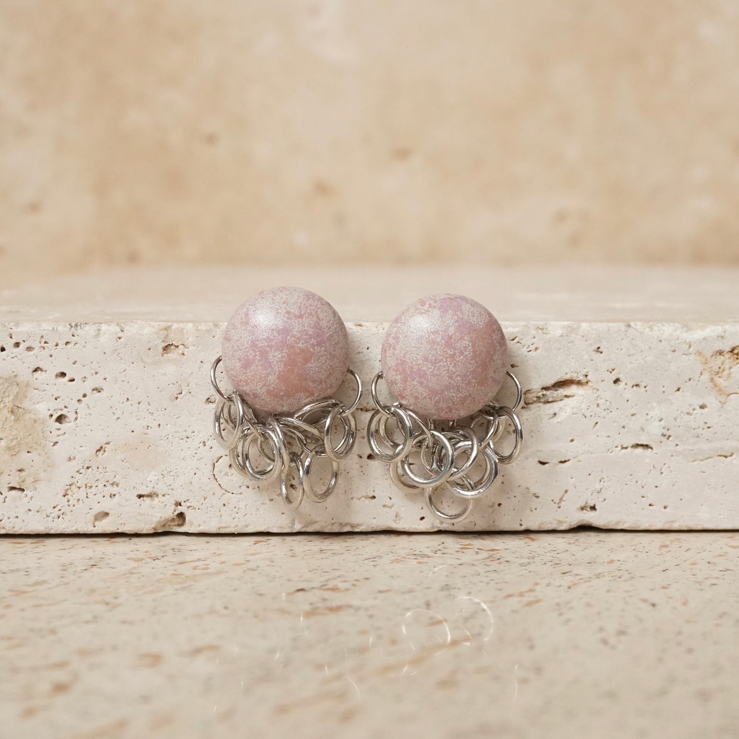 Bubble Chain Earring【Light Mauve】