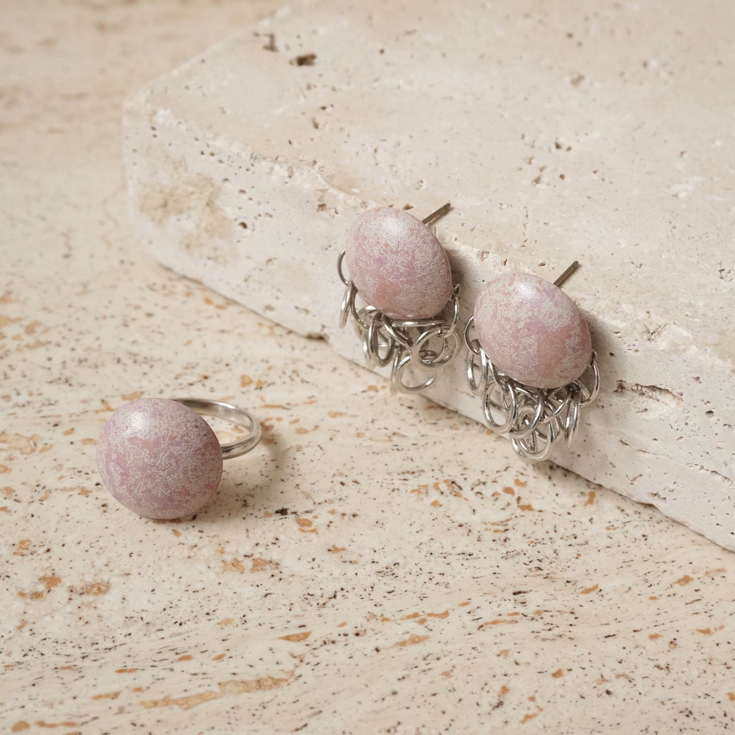 Bubble Chain Earring【Light Mauve】