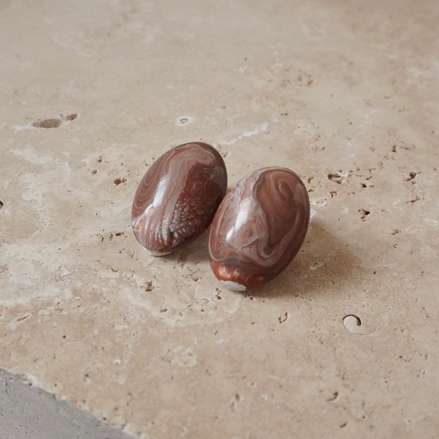 Italian Stone Earring【Brown Marble】