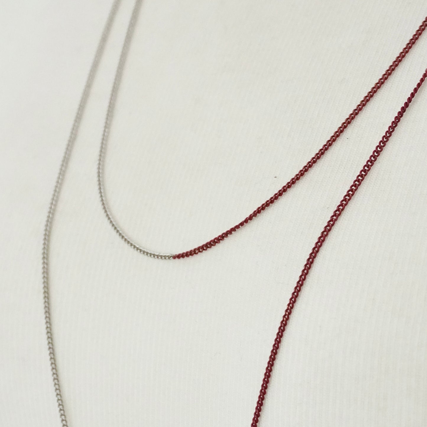 Bicolor Necklace -SHORT- 【Red & Silver】