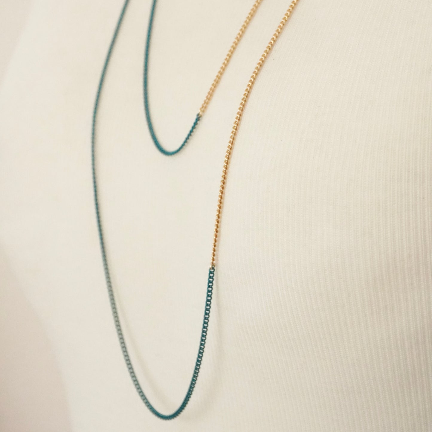 Bicolor Necklace -LONG- 【Turquoise & Gold 】