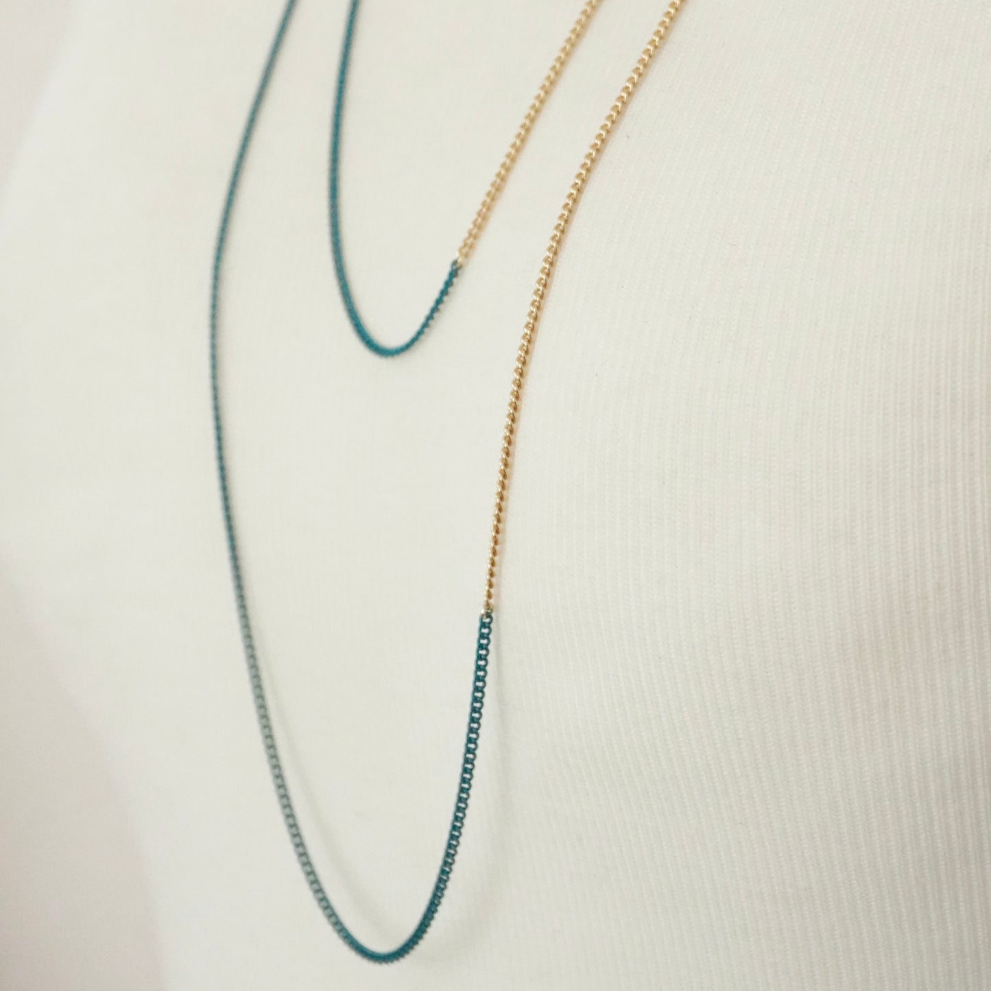 Bicolor Necklace -SHORT- 【Turquoise & Gold 】