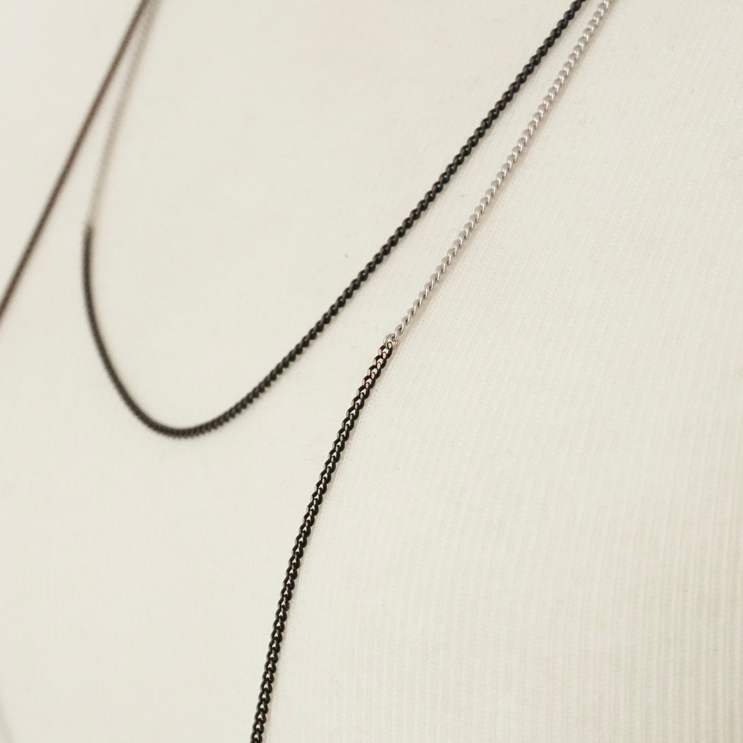 Bicolor Necklace -SHORT- 【Black & Silver 】