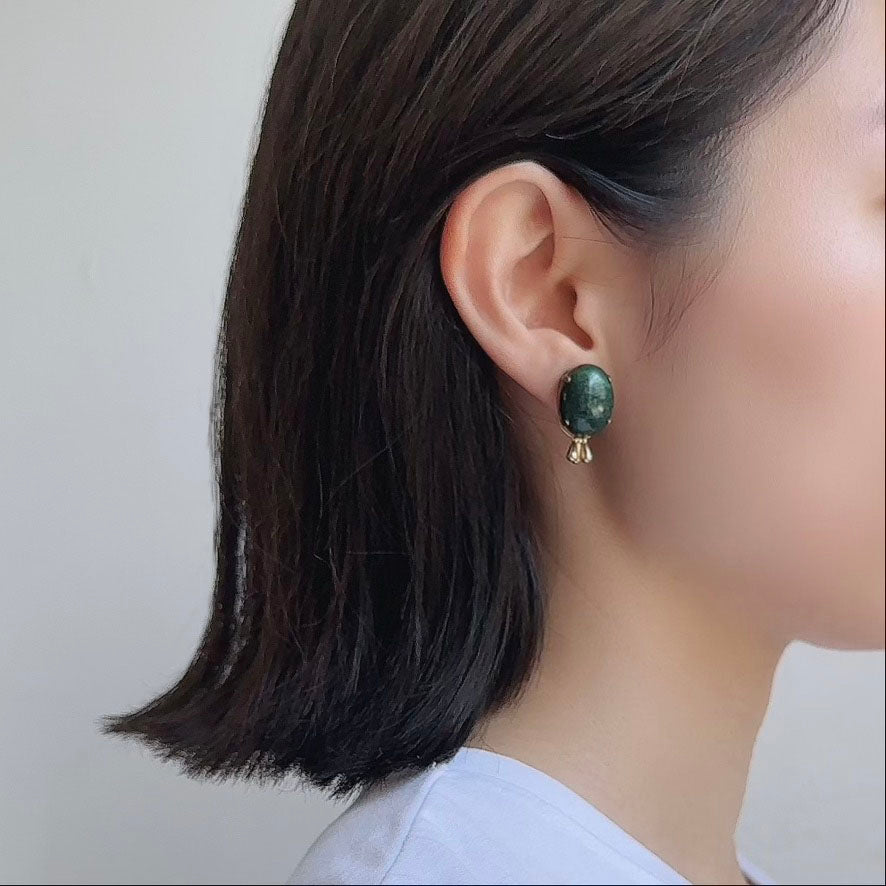 Italian Stone Triple-charm Earring
