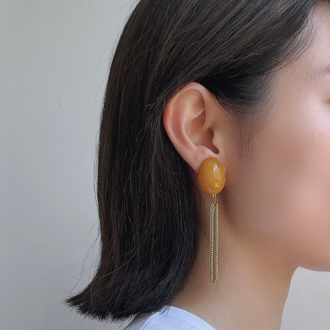 Italian Stone Tassel Earring 【Yellow】