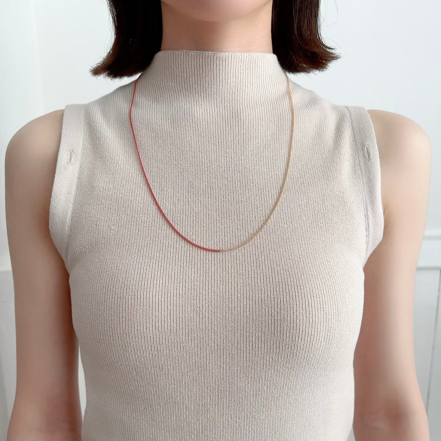 Bicolor Necklace -SHORT- 【Orange & Gold】