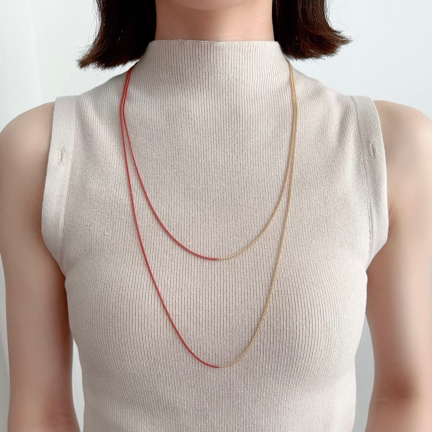 Bicolor Necklace -LONG- 【Orange & Gold】