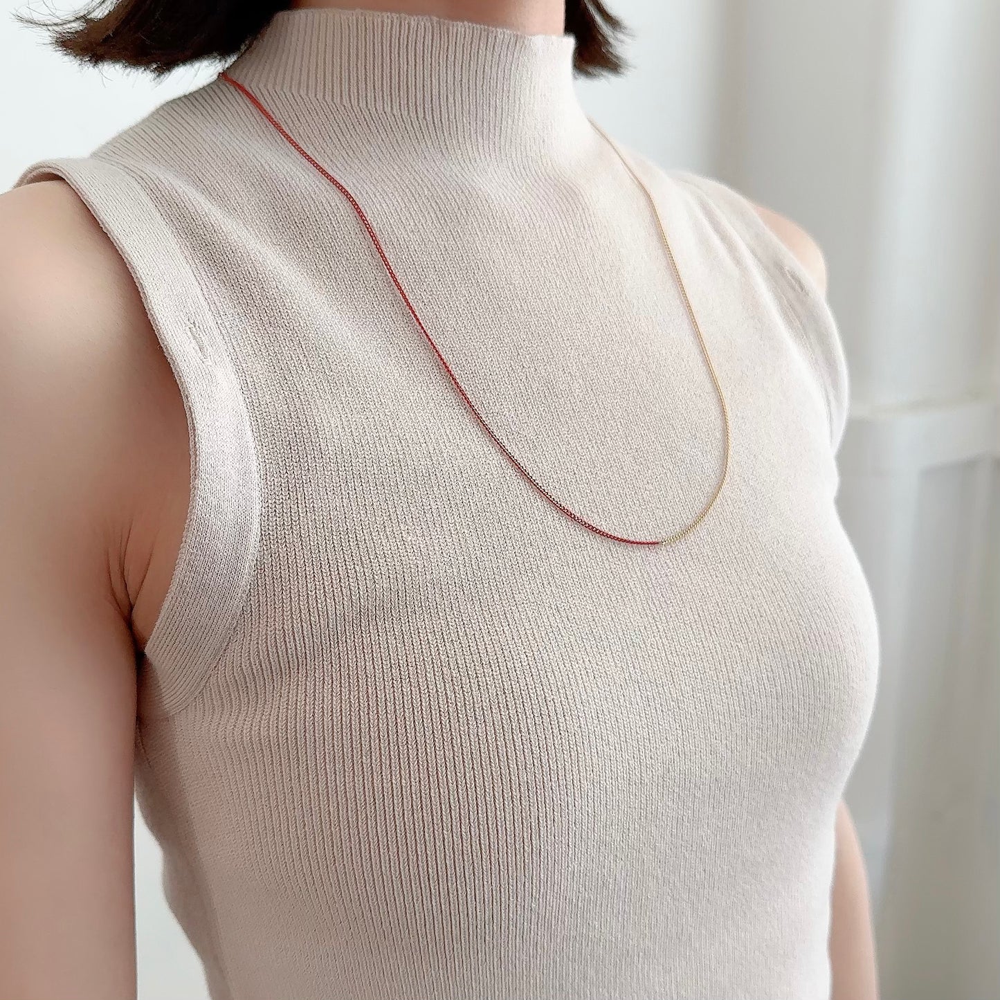 Bicolor Necklace -SHORT- 【Orange & Gold】