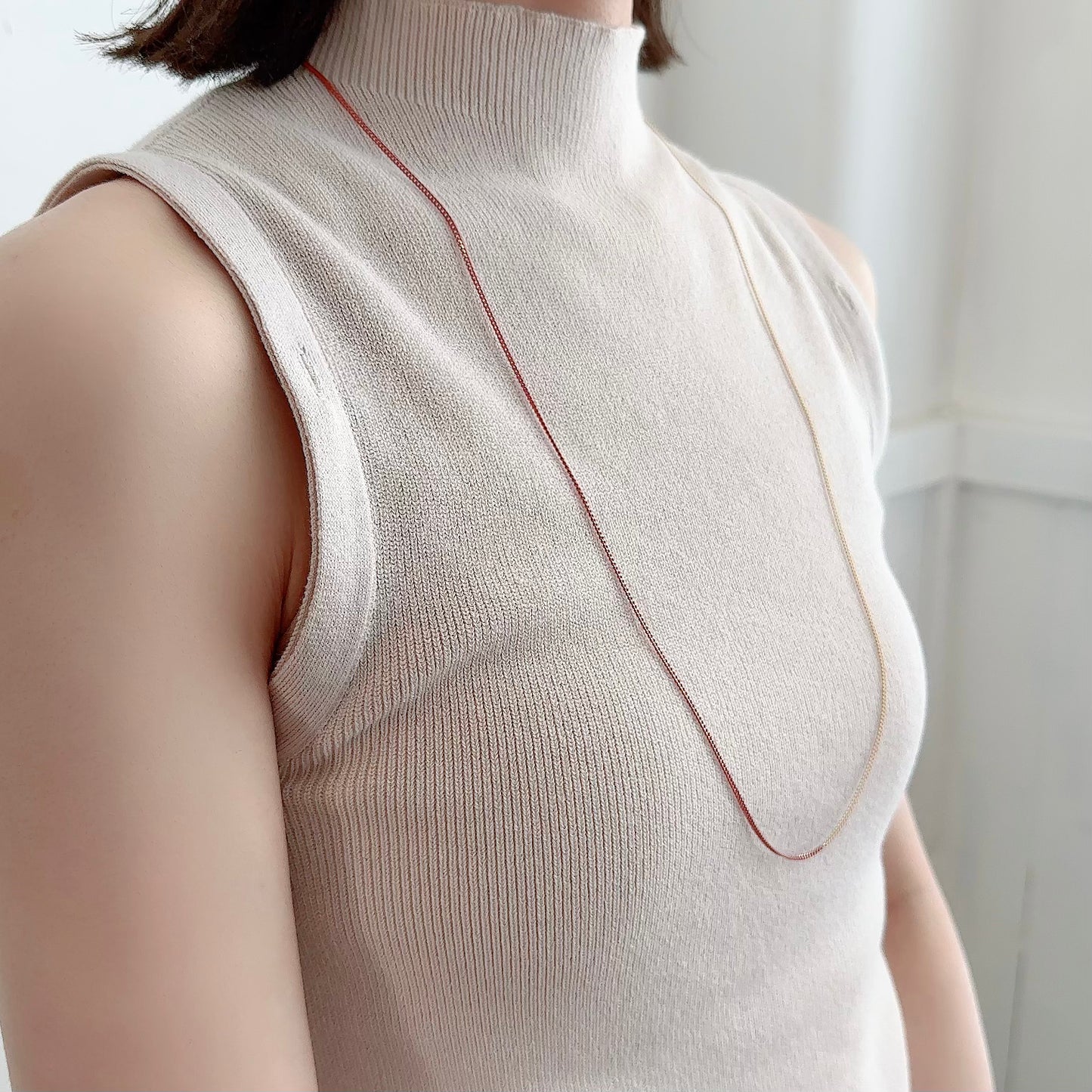 Bicolor Necklace -LONG- 【Orange & Gold】