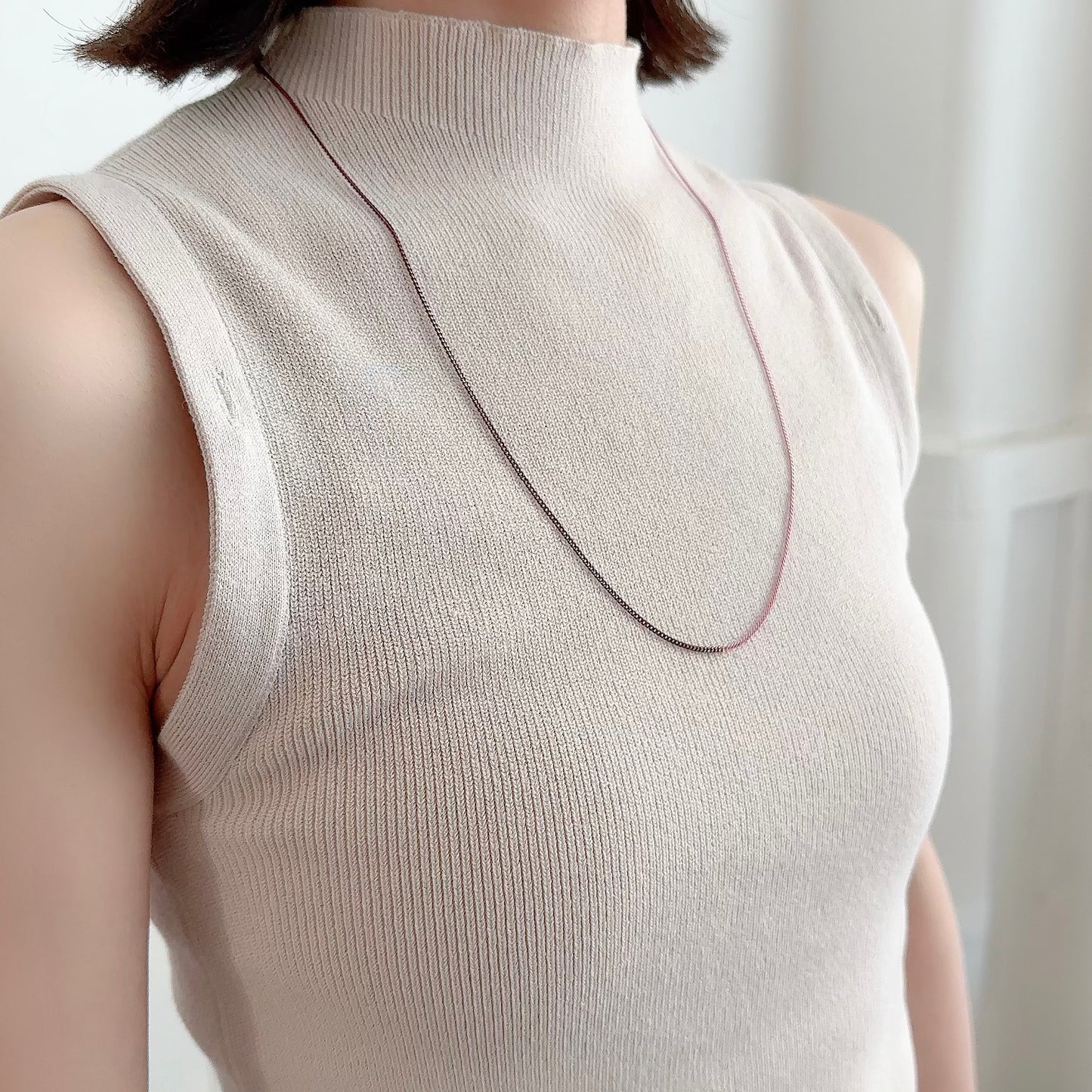 Bicolor Necklace -SHORT- 【Magenta & Pink】