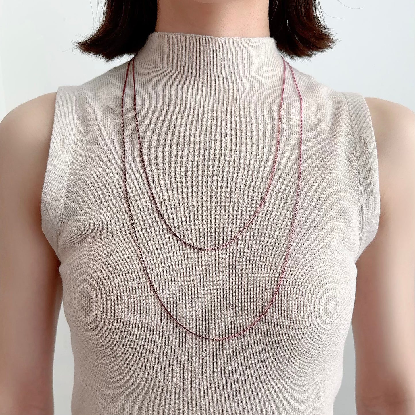 Bicolor Necklace -SHORT- 【Magenta & Pink】