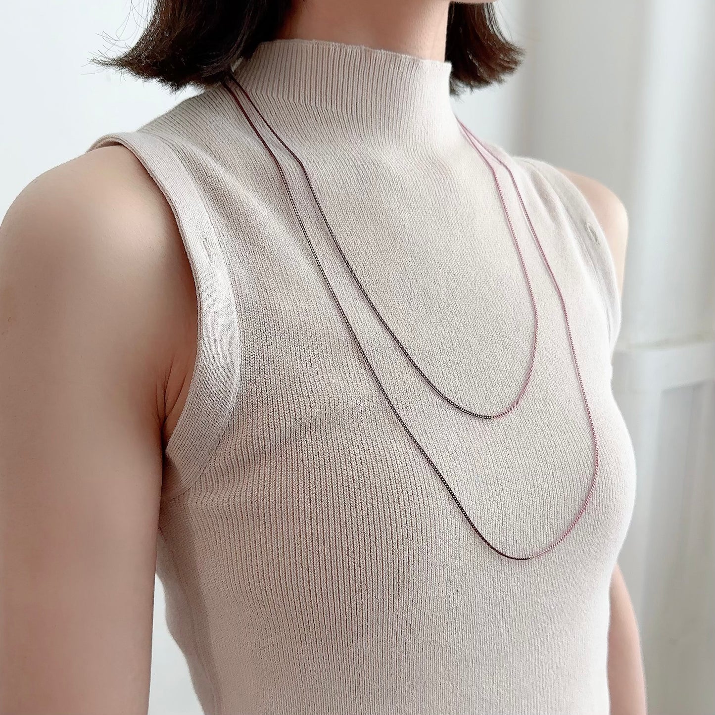 Bicolor Necklace -SHORT- 【Magenta & Pink】