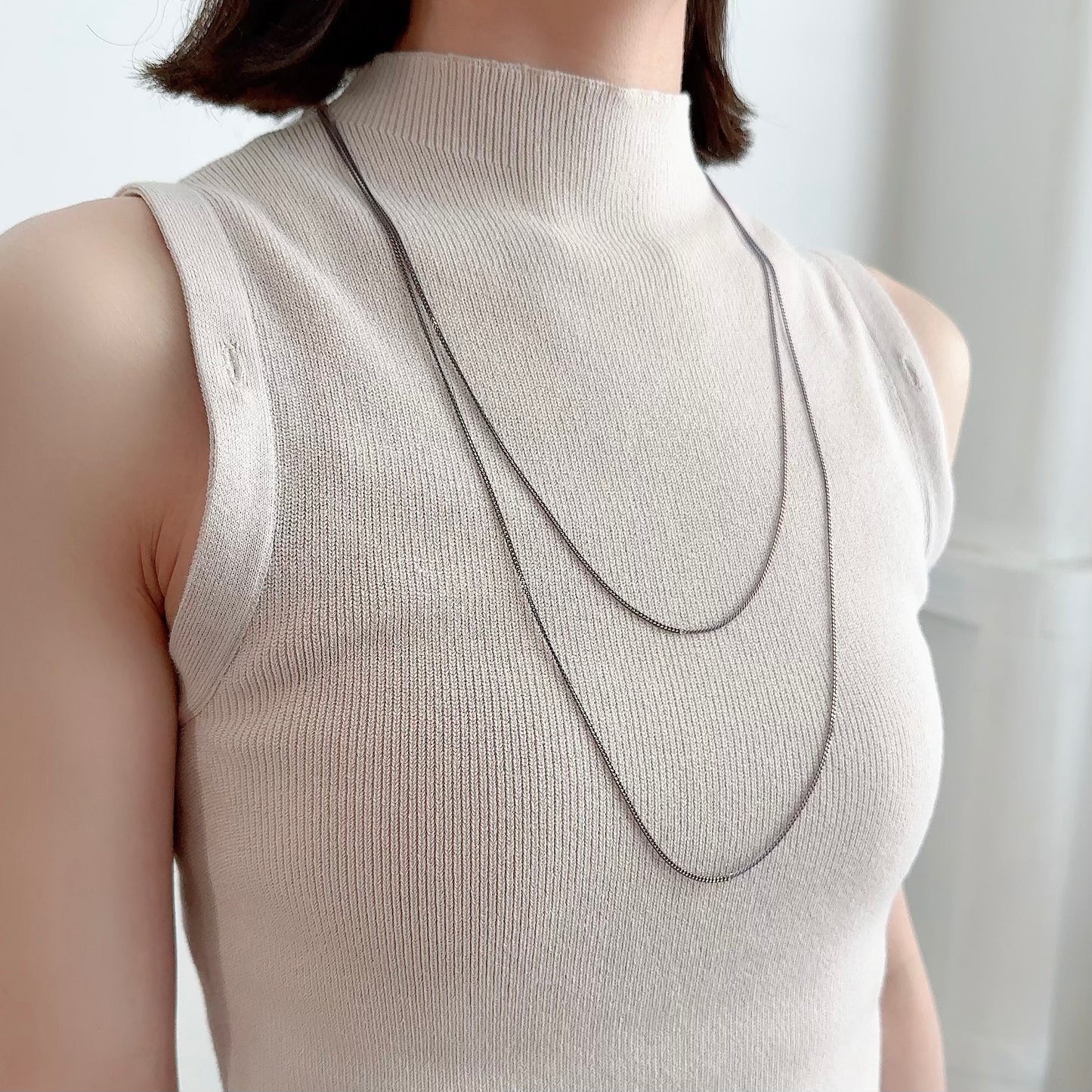 Bicolor Necklace -SHORT- 【Deep Lavender & Lavender】
