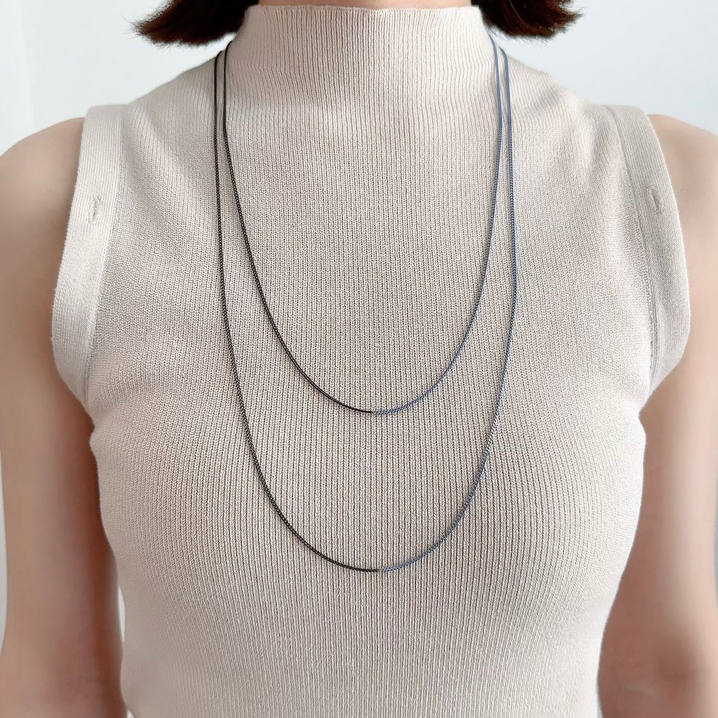 Bicolor Necklace -LONG- 【Navy Blue & Sky Blue】