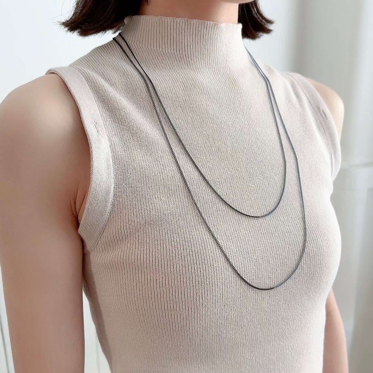Bicolor Necklace -LONG- 【Navy Blue & Sky Blue】