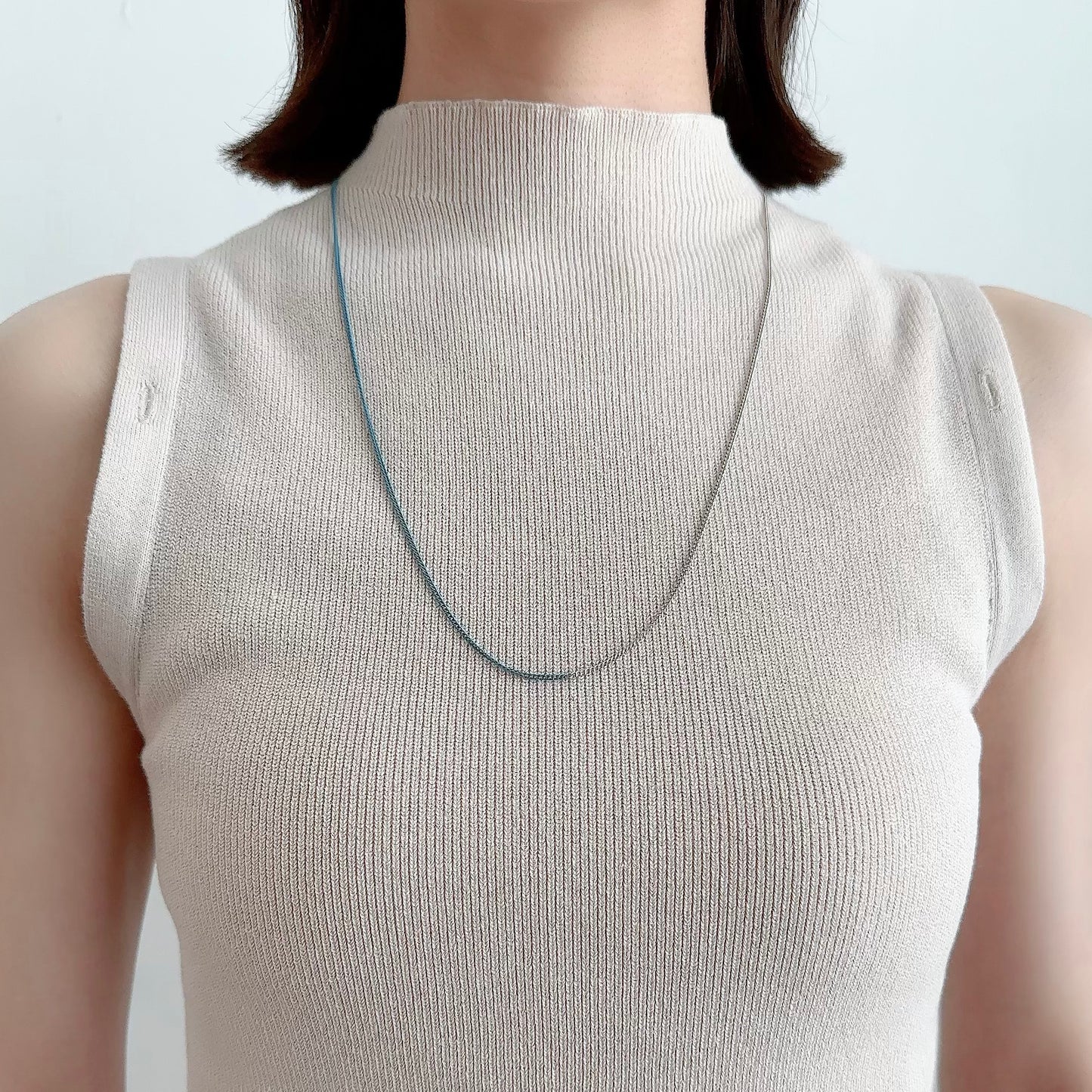 Bicolor Necklace -SHORT- 【Turquoise & Silver】