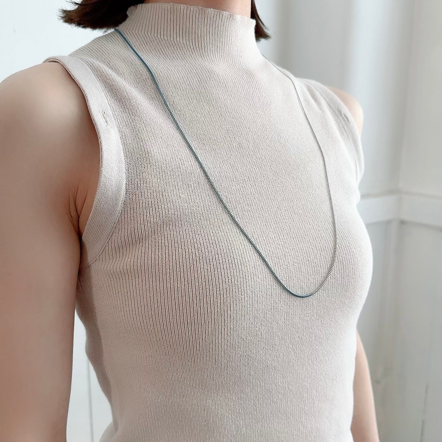 Bicolor Necklace -LONG- 【Turquoise & Silver】