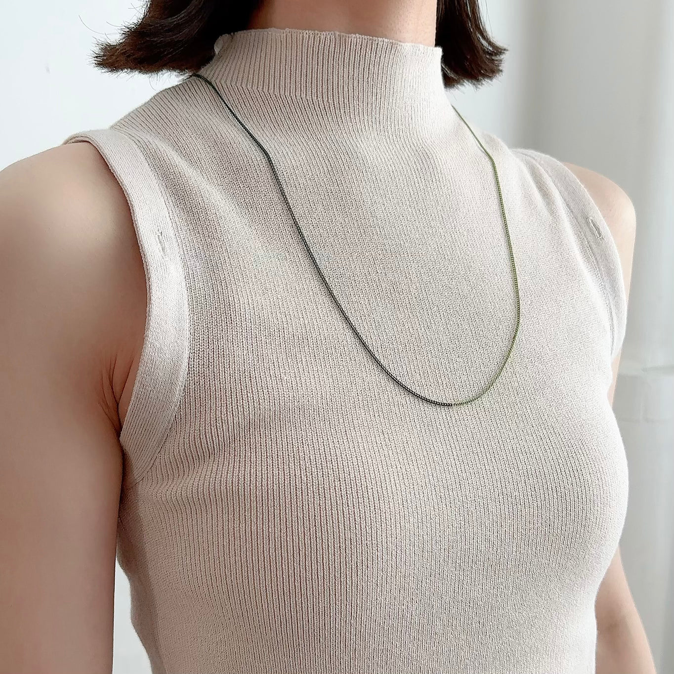 Bicolor Necklace -SHORT- 【Deep Green & Light Green】