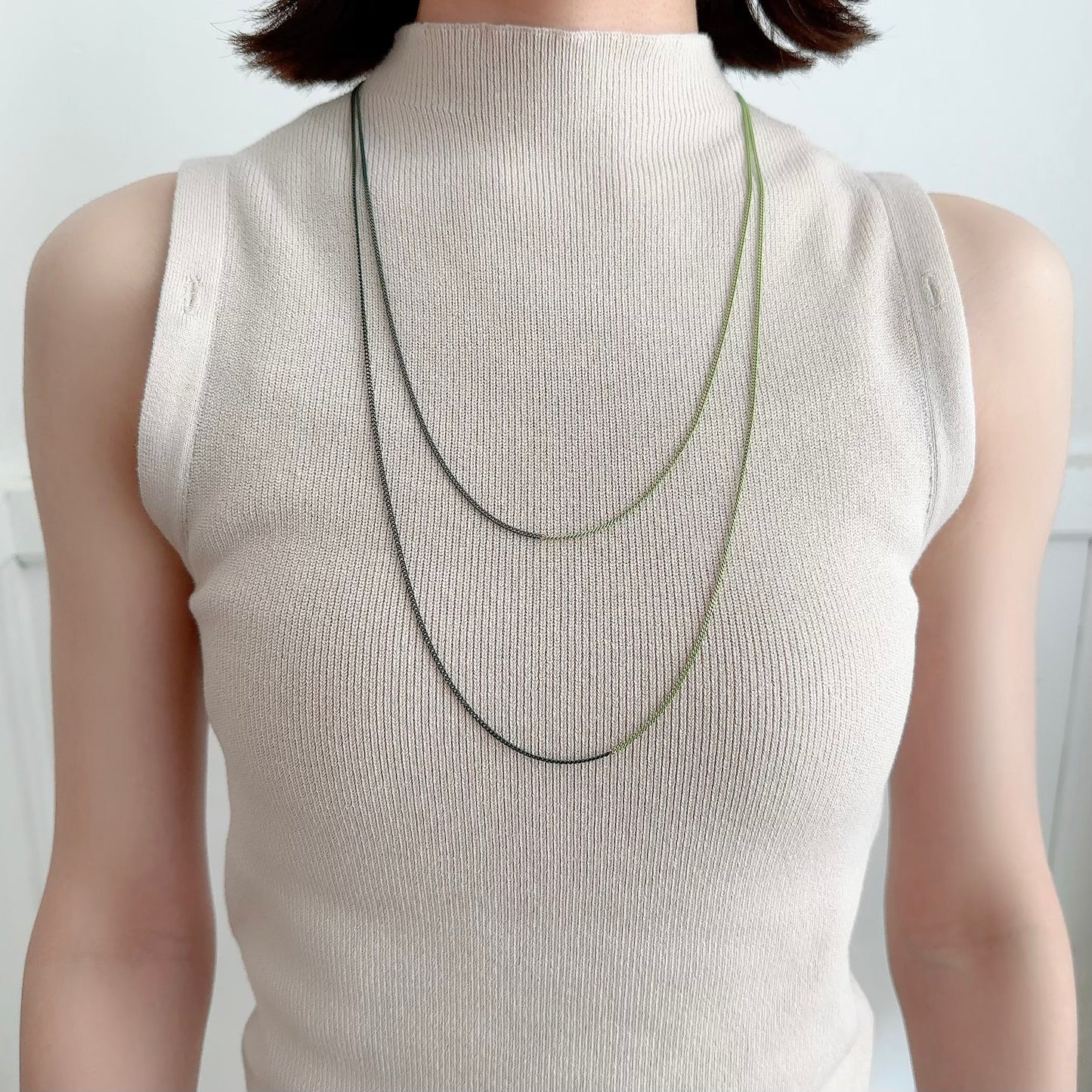 Bicolor Necklace -LONG- 【Deep Green & Light Green】