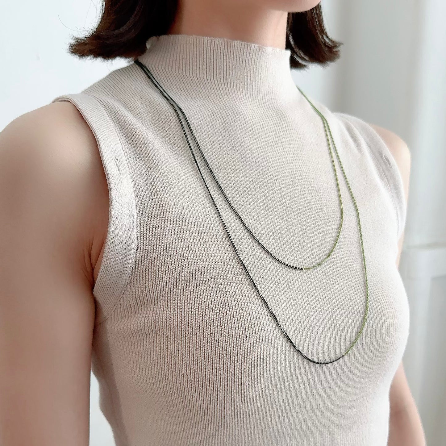 Bicolor Necklace -LONG- 【Deep Green & Light Green】