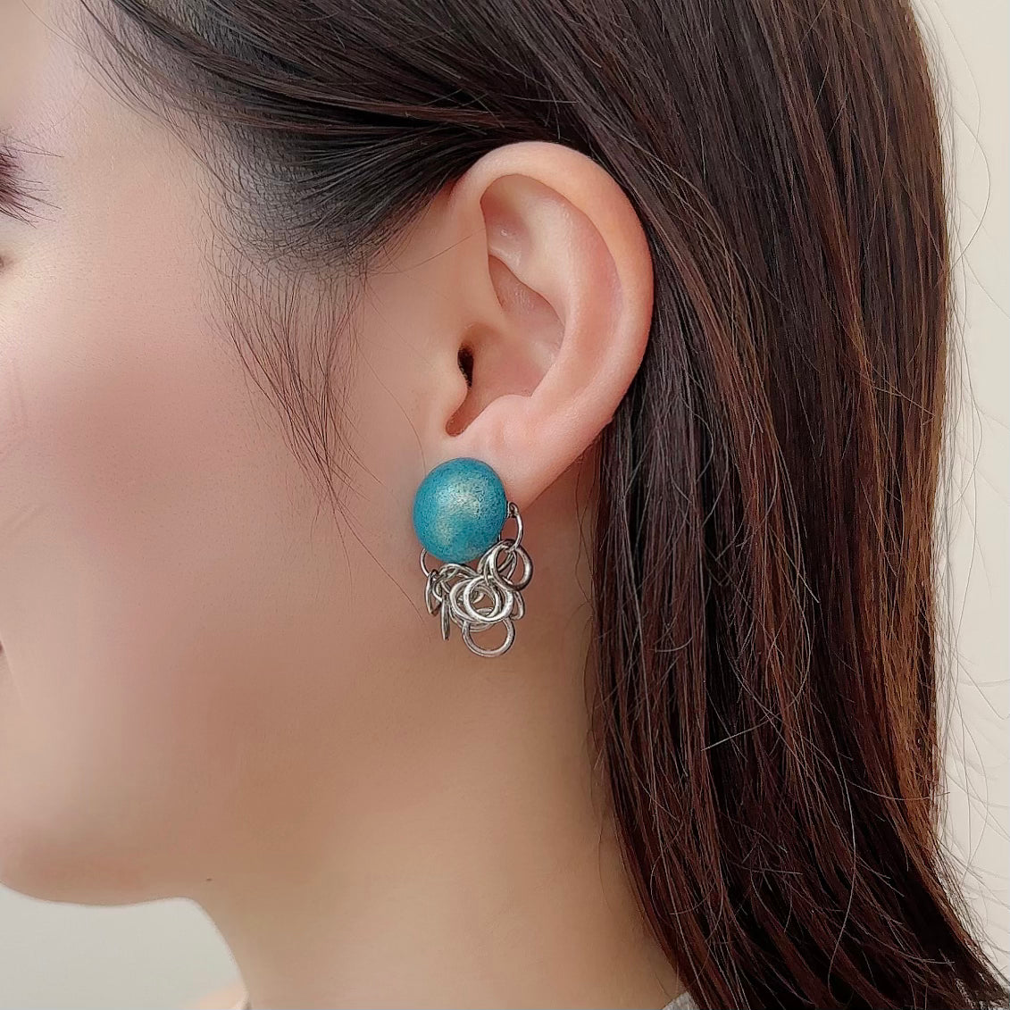 Bubble Chain Earring【Blue】
