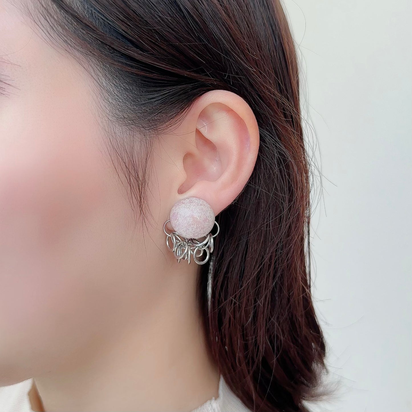Bubble Chain Earring【Light Mauve】
