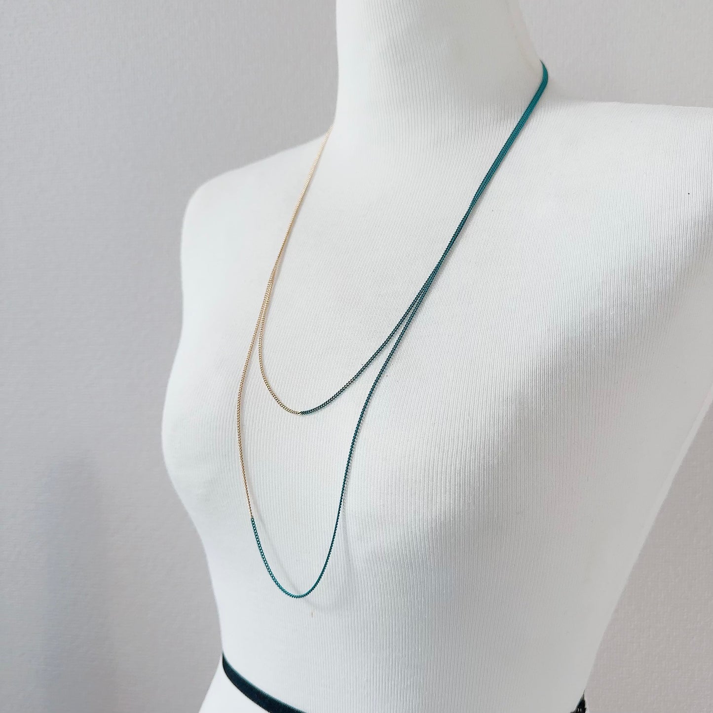 Bicolor Necklace -LONG- 【Turquoise & Gold 】