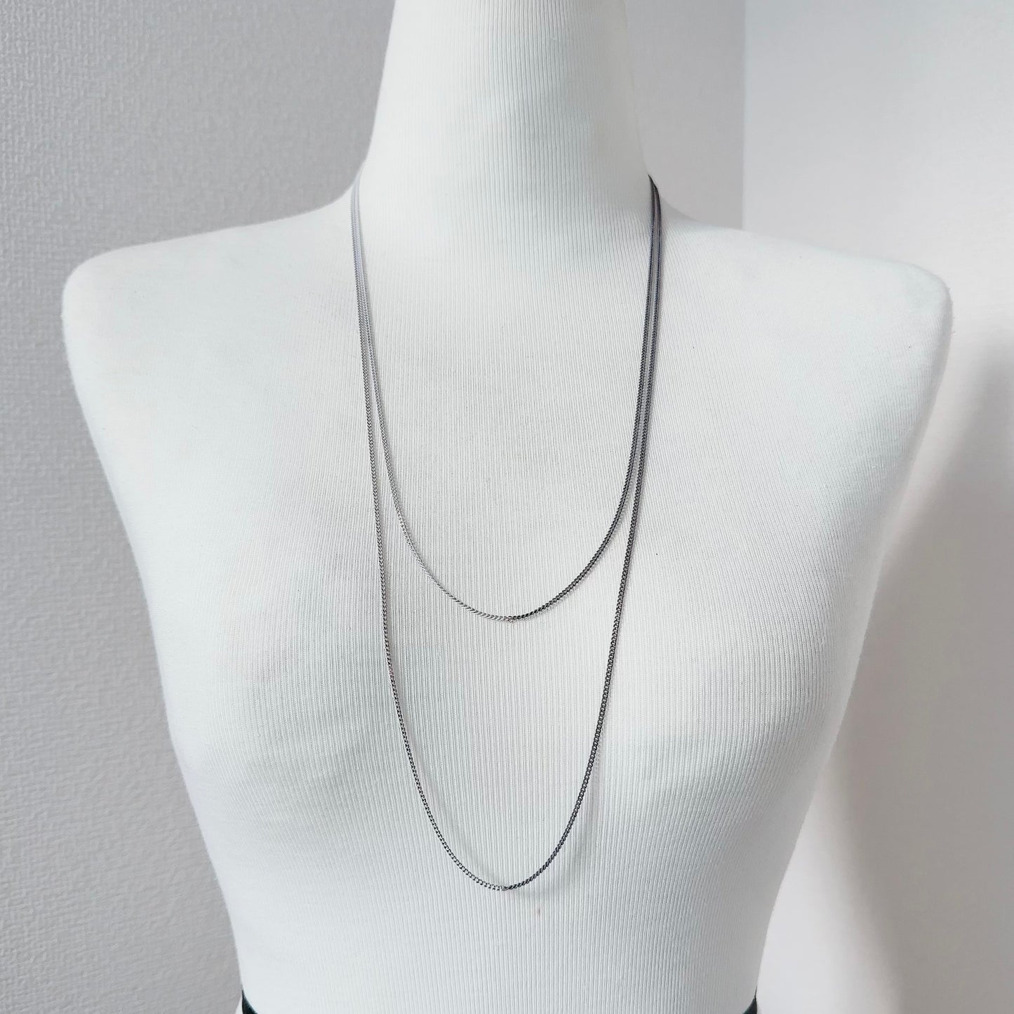 Bicolor Necklace -LONG- 【White & Gray】