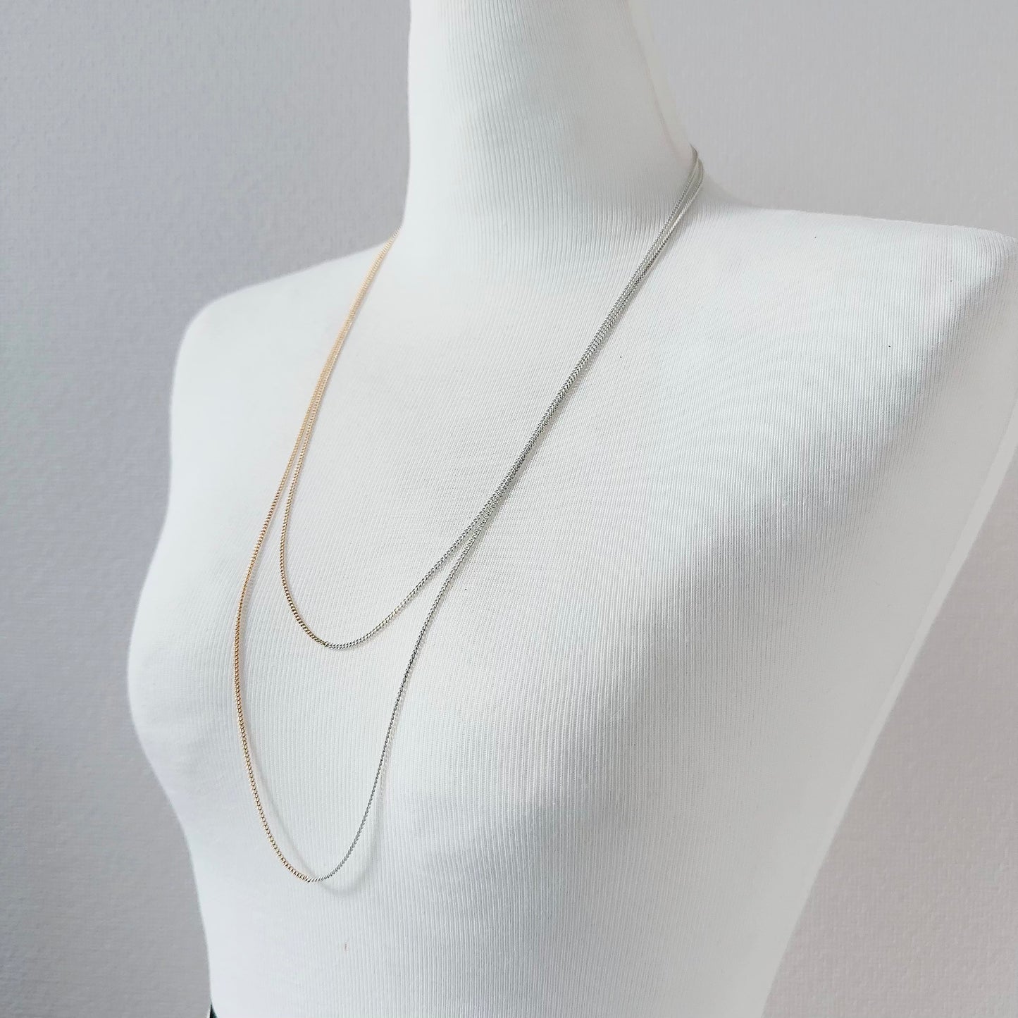 Bicolor Necklace -LONG- 【White & Gold 】