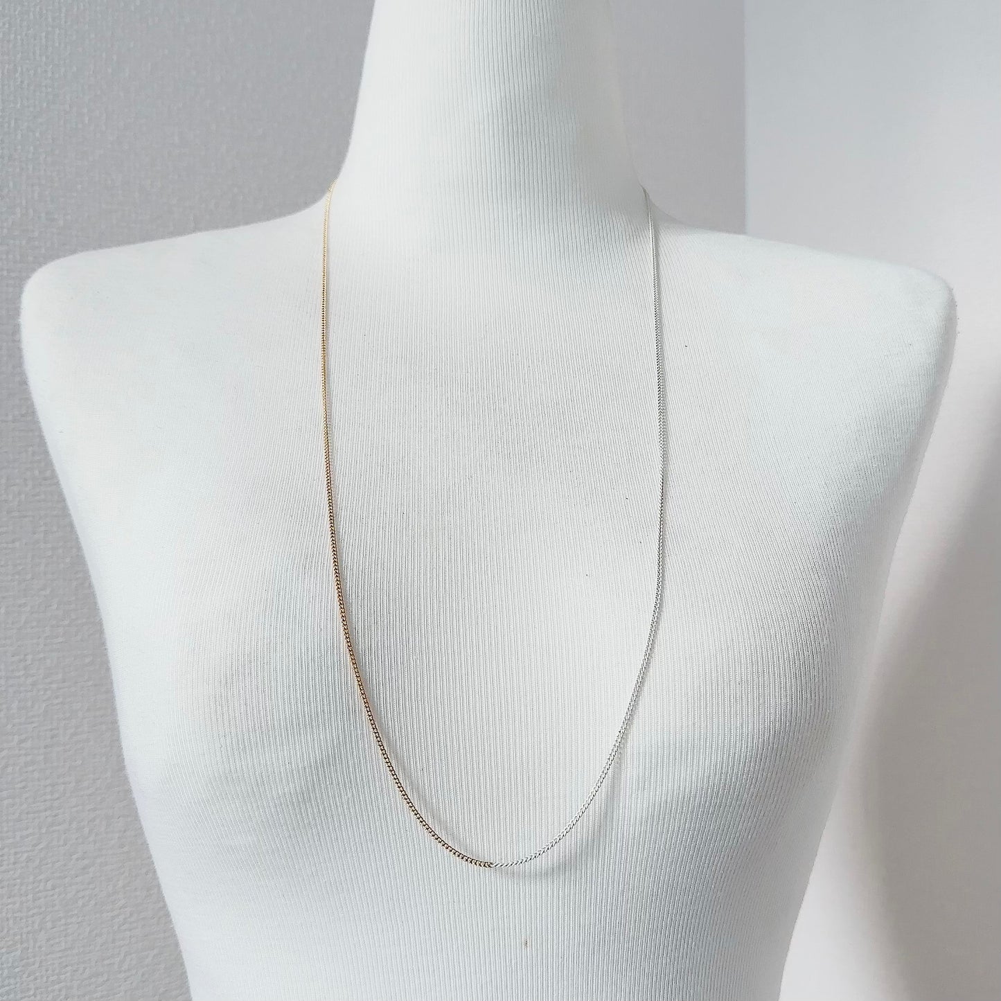 Bicolor Necklace -LONG- 【White & Gold 】
