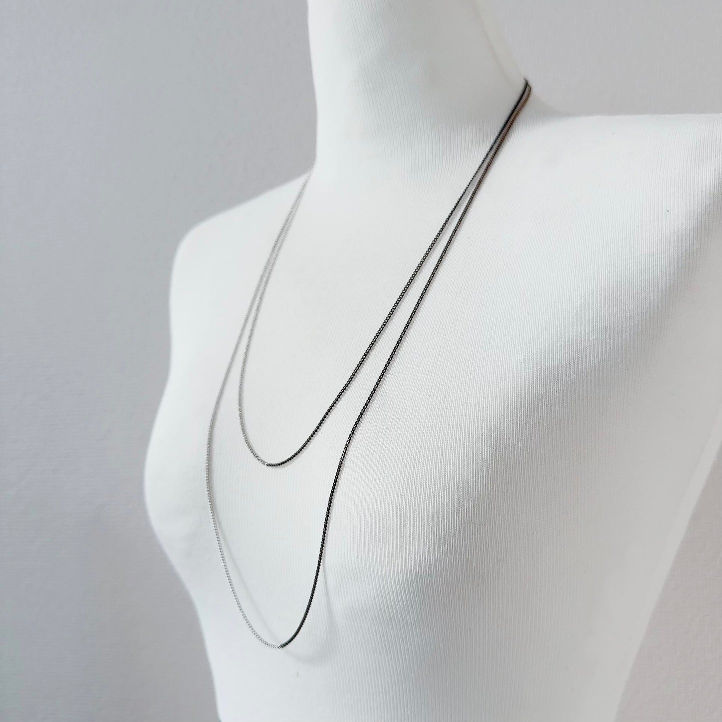 Bicolor Necklace -SHORT- 【Black & Silver 】