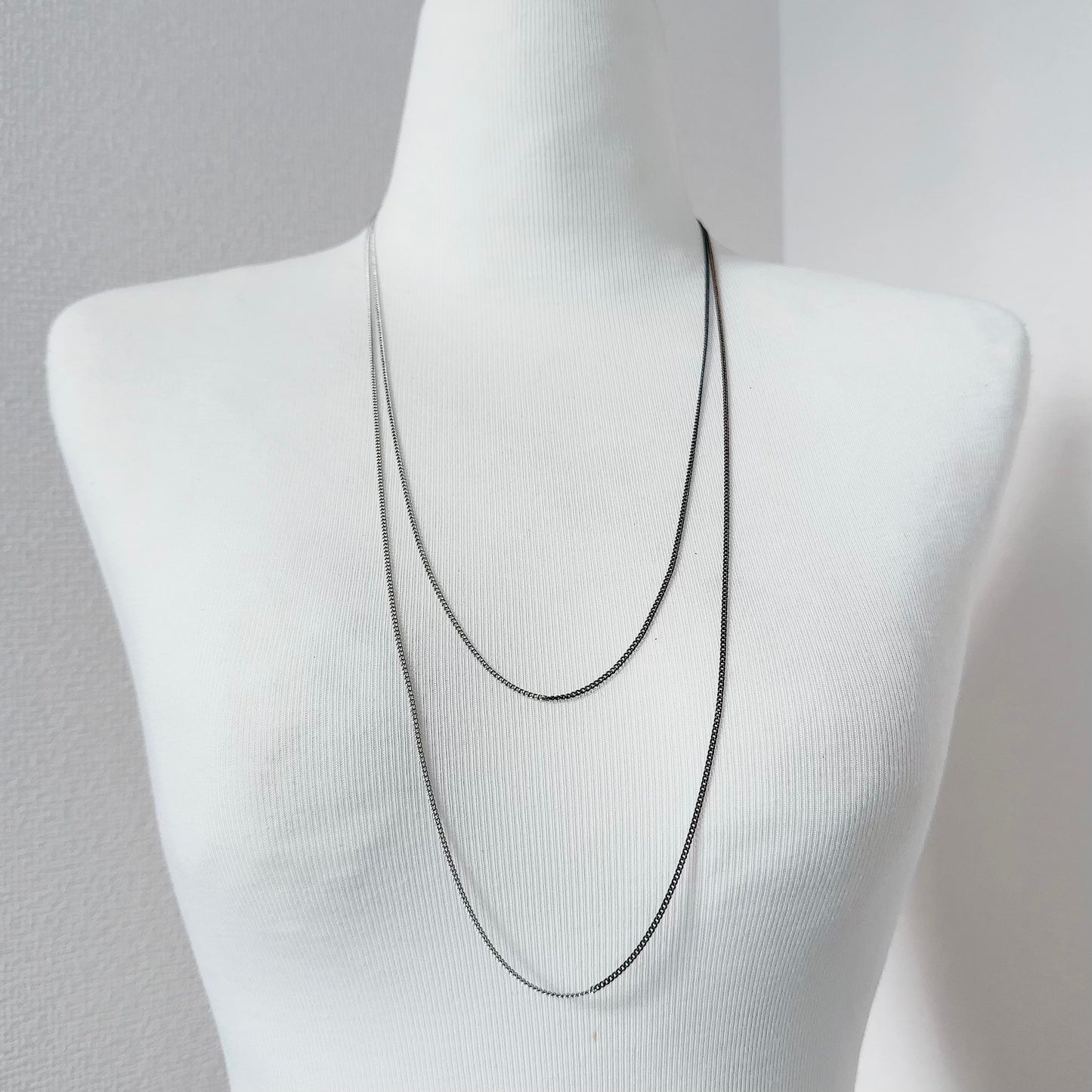 Bicolor Necklace -SHORT- 【Black & Silver 】