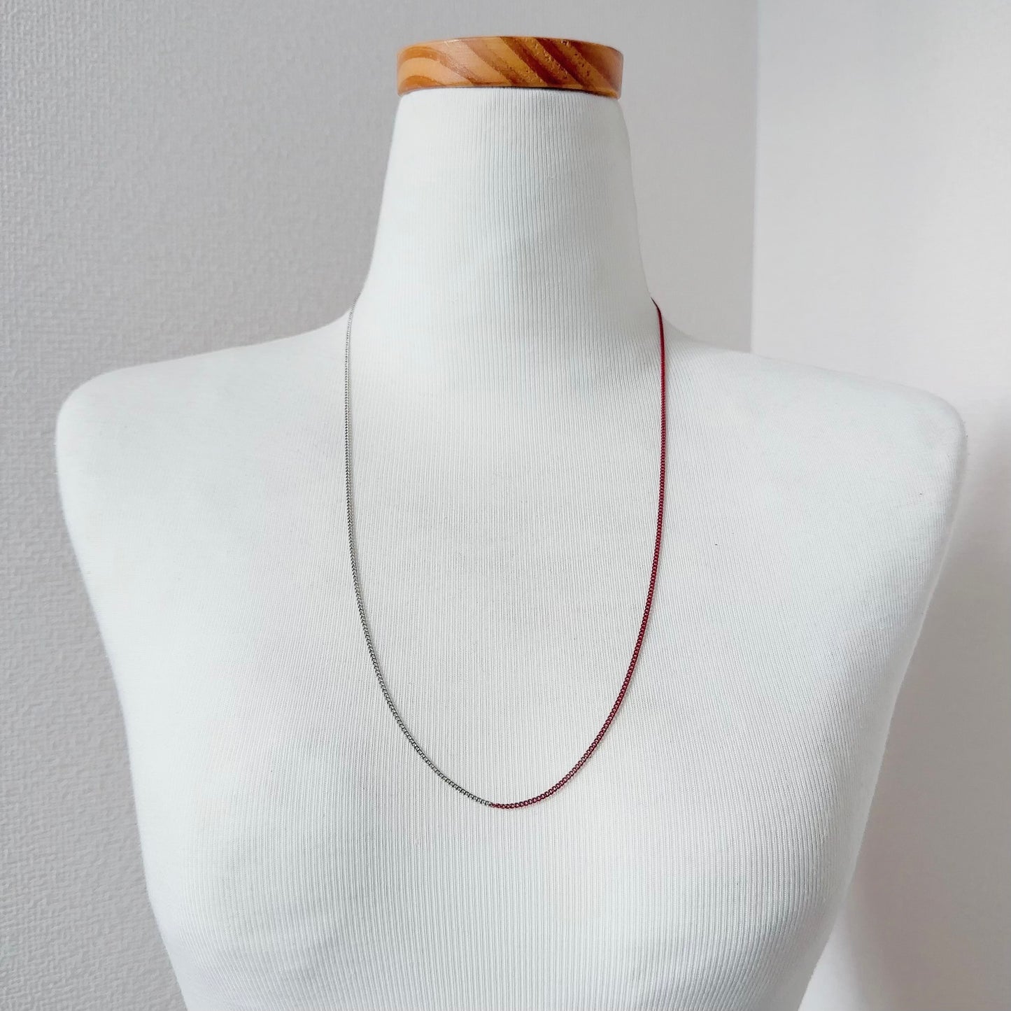 Bicolor Necklace -SHORT- 【Red & Silver】