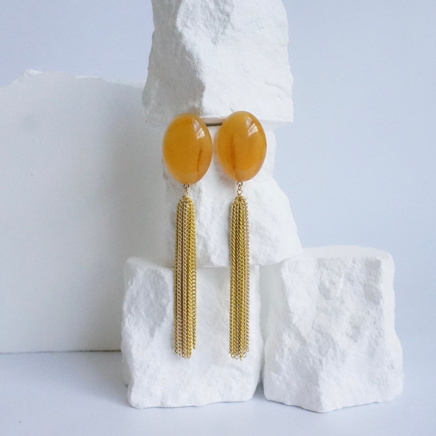 Italian Stone Tassel Earring 【Yellow】