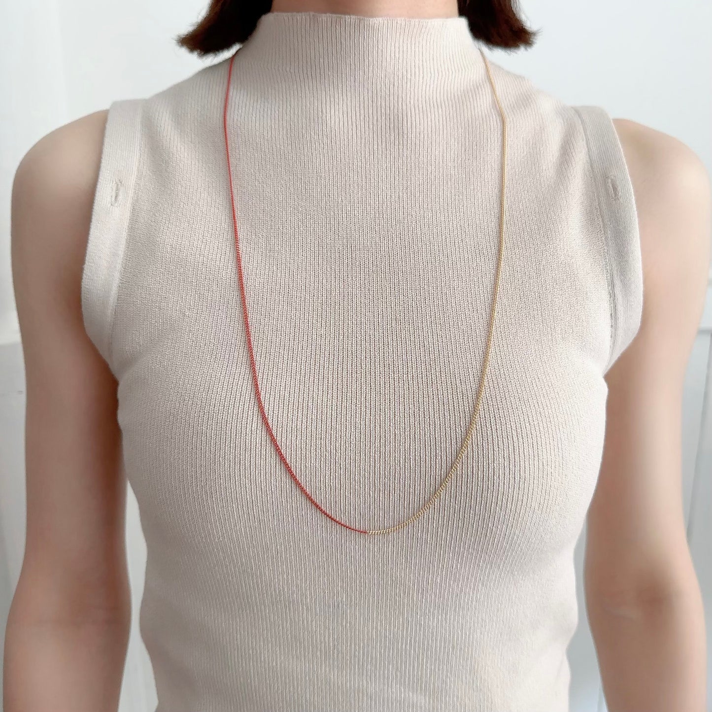 Bicolor Necklace -LONG- 【Orange & Gold】