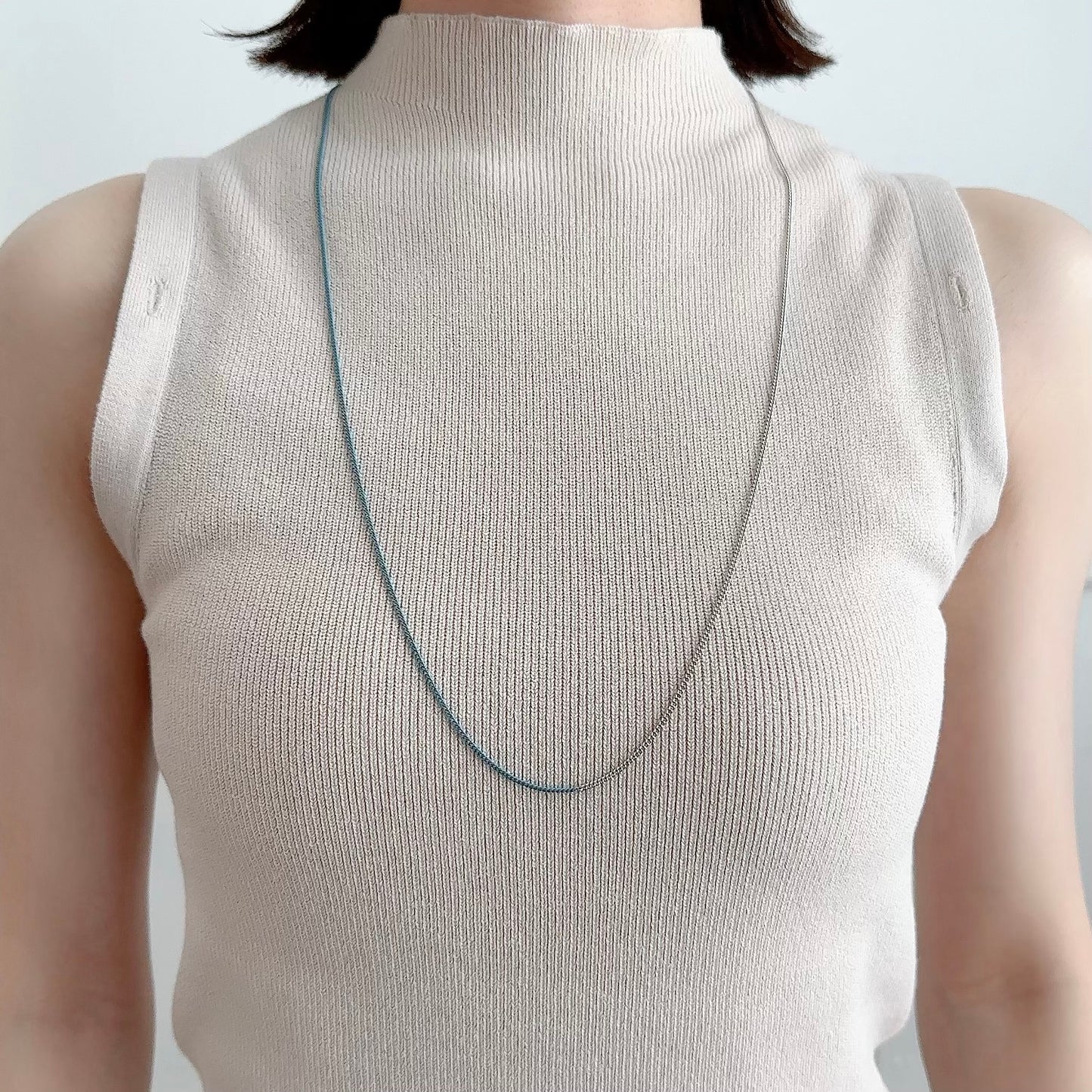 Bicolor Necklace -LONG- 【Turquoise & Silver】