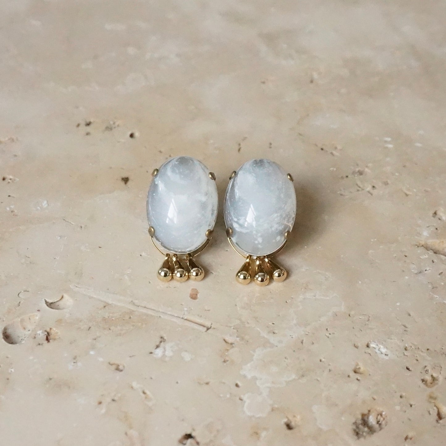 Italian Stone Triple-charm Earring