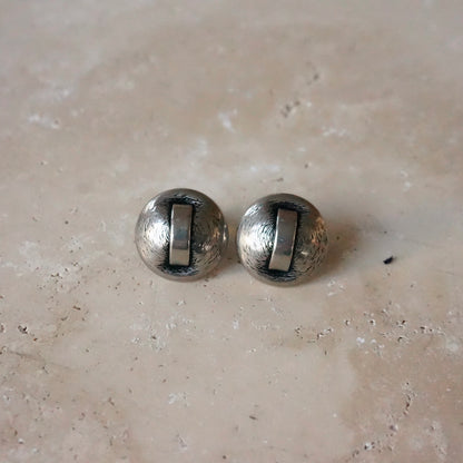 Round French Vintage Button Earring