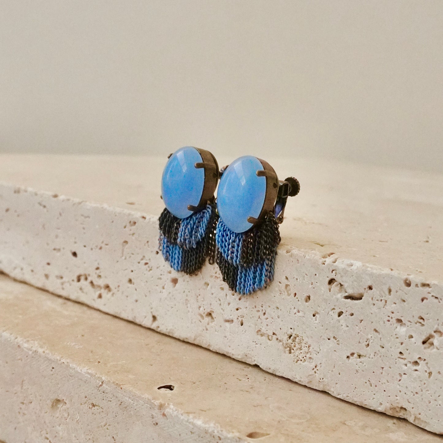 Italian Stone Fringe Earring【Blue】